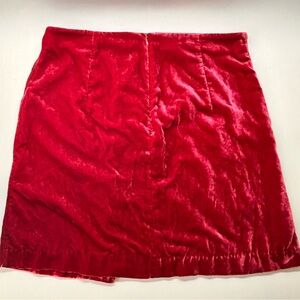 Anthropologie Women's Connie Ruby Red Velvet Mini Skirt Lined New w/o Tags